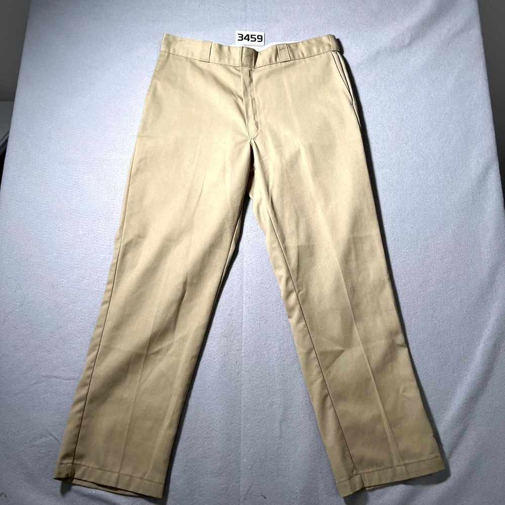 Dickies 874 Original Fit Work Pants Mens 38x32 Khaki Flat Front Straight Leg